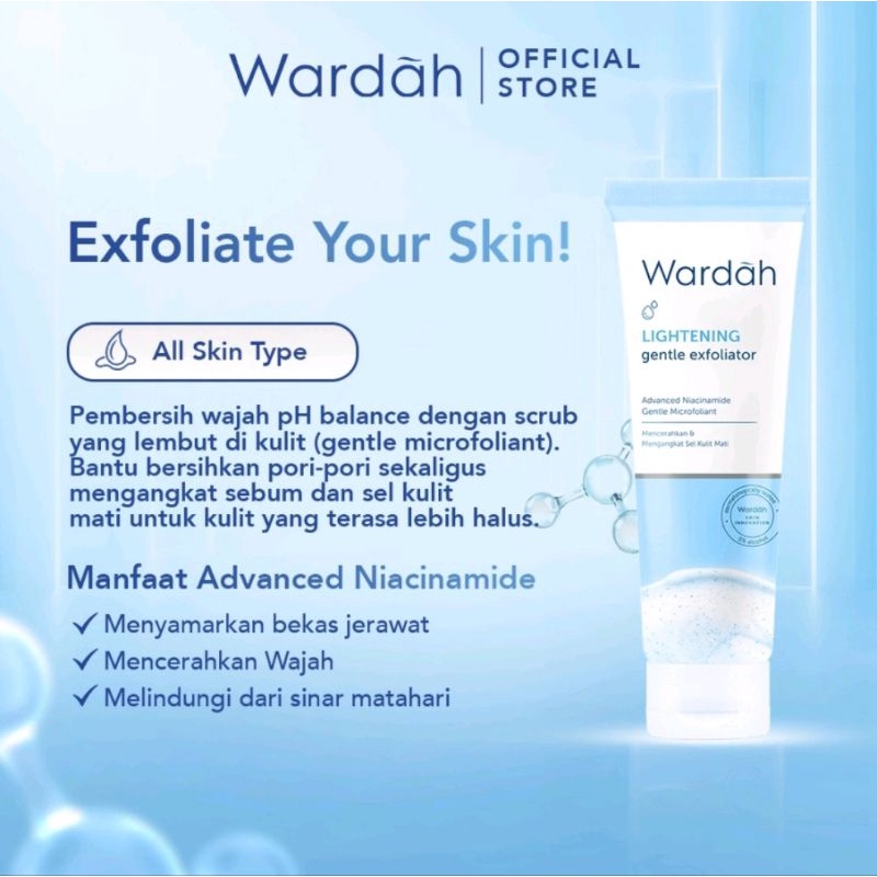 Wardah Lightening Gentle Exfoliator Pembersih Wajah dengan Scrub 50ml