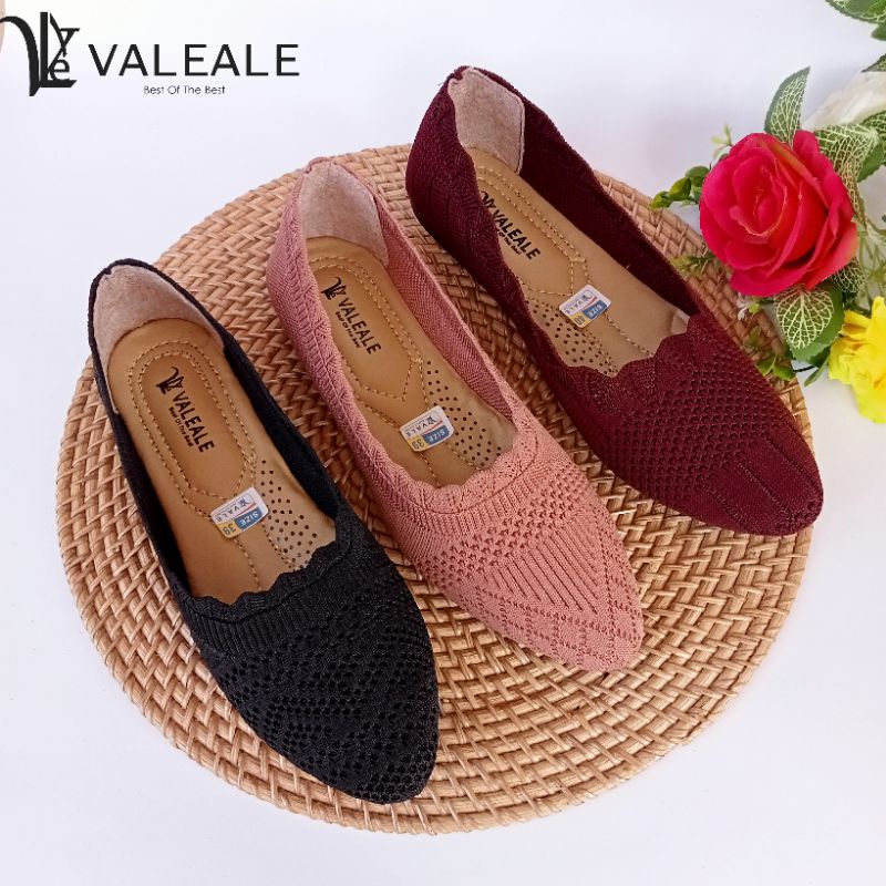 GSSP - Sepatu Flat Rajut Import Gelombang (motif rajut acak) Sepatu Balet Wanita Premium Valeale Gla