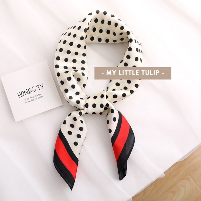 Terlaris Scarf Pramugari 70X70Cm Syal Ikat Leher Polkadot / Syal Kantoran Lucu