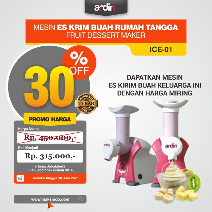 Terlaris Mesin Pembuat Es Krim Buah Rumahan Ardin