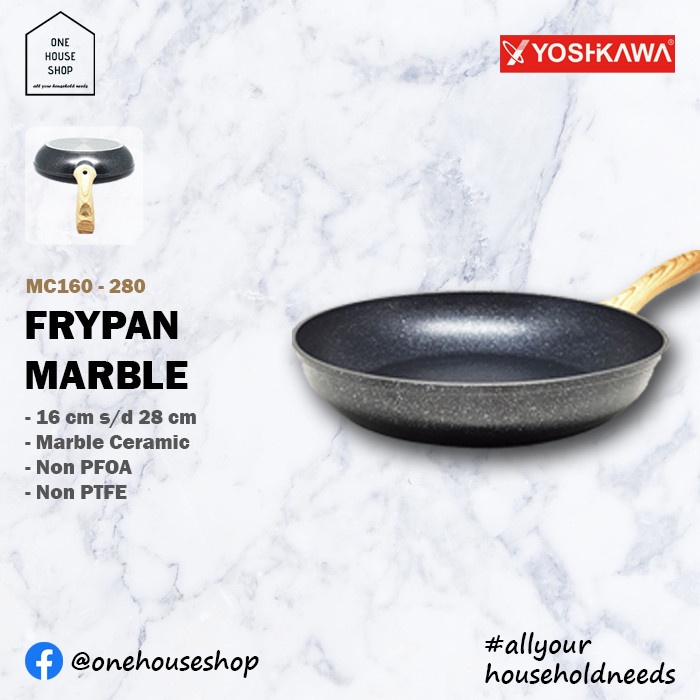 Wajan Fry Pan Teflon Anti Lengket YOSHIKAWA Marble Ceramic Fry Pan