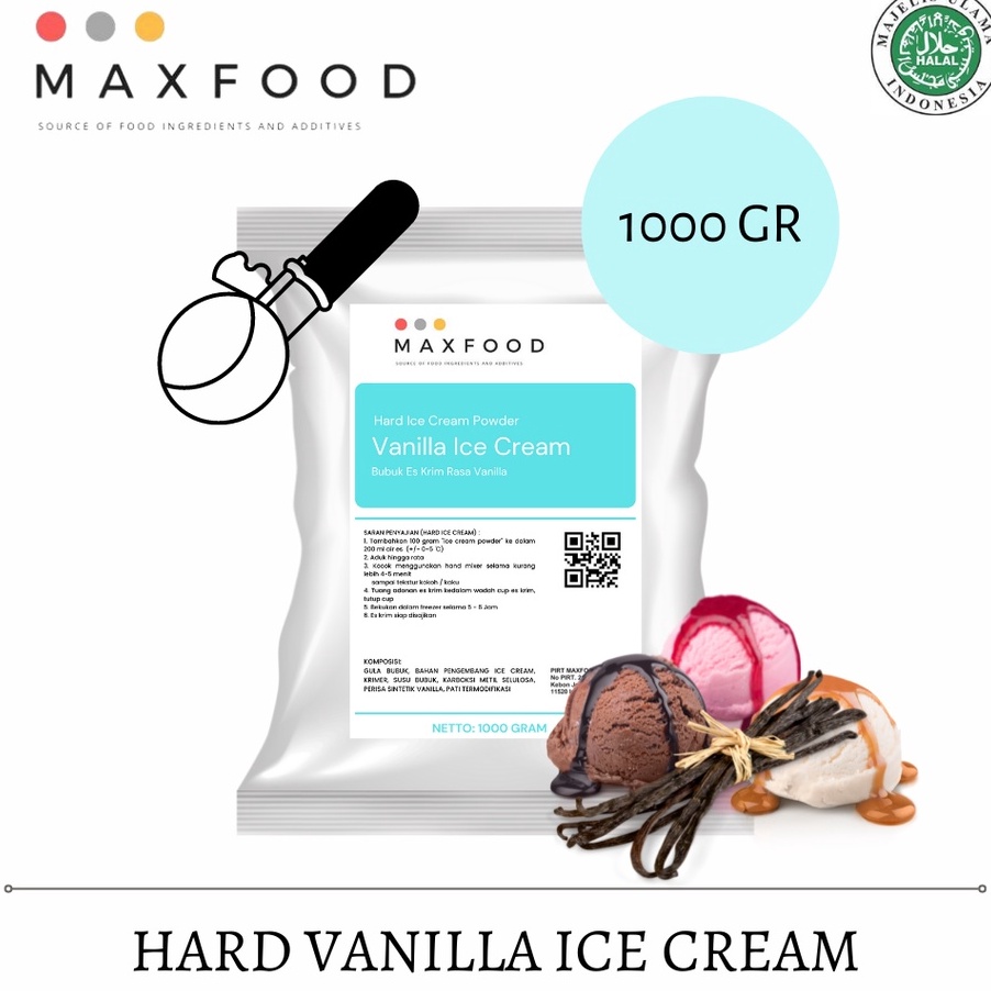 

Dijamin Ori>/ MAXFOOD - Hard Ice Cream Vanilla / Bubuk Es Krim Rasa Vanilla 1 Kg