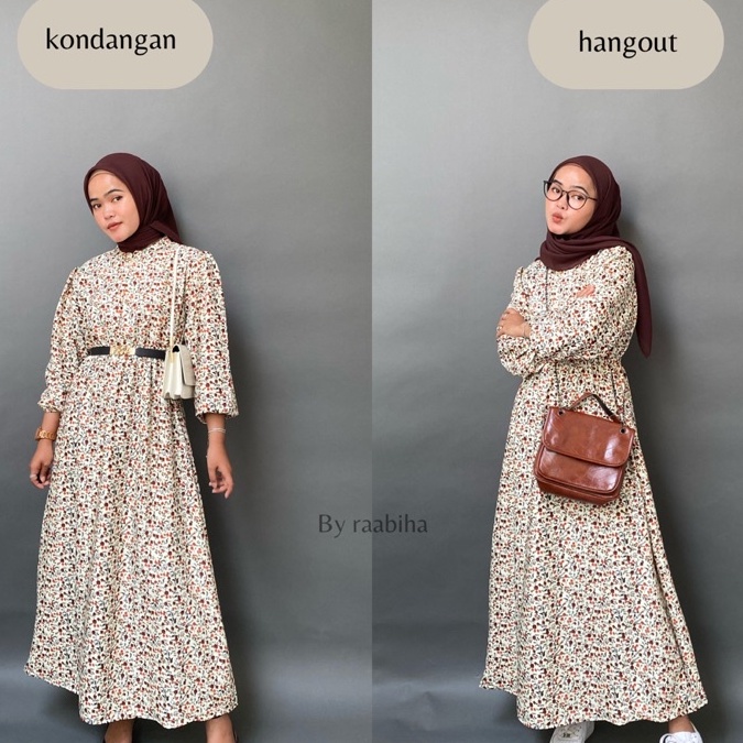 RAABIHA | Darra Longdress Motif | Dress Motif Murah | Gaun Motif | Kondangan