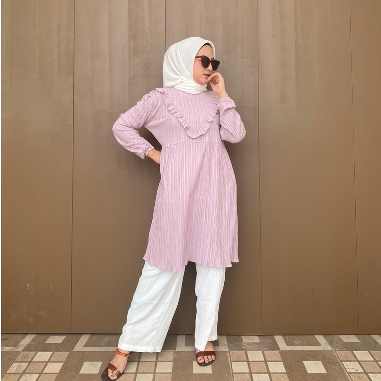 RAABIHA Alana Tunik Ruffle l Tunik Kekinian l Blouse Tunik Ruffle