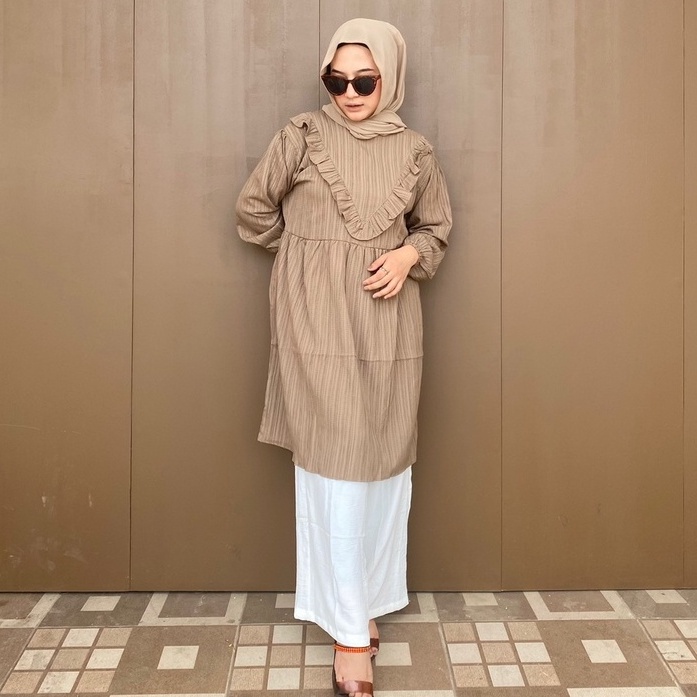 RAABIHA Alana Tunik Ruffle l Tunik Kekinian l Blouse Tunik Ruffle