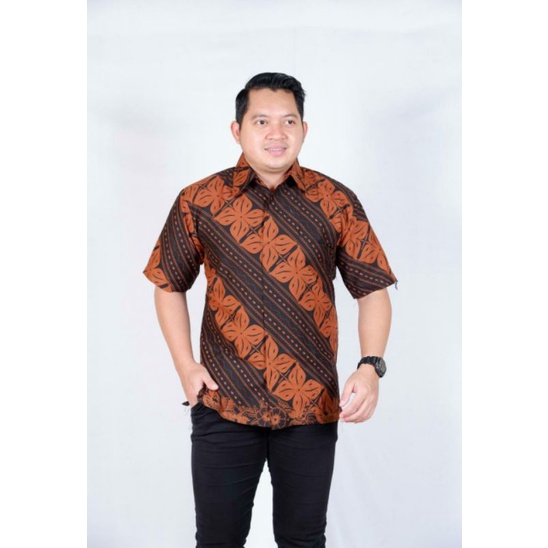 12 Motif Kemeja Batik Pria Lengan Pendek S M L XL XXL terbaru NR