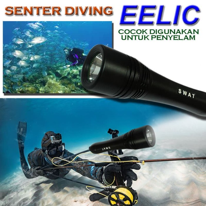 EELIC LAS-X35 HITAM LAMPU SENTER SWAT SENTER KEPALA SENTER DIVING