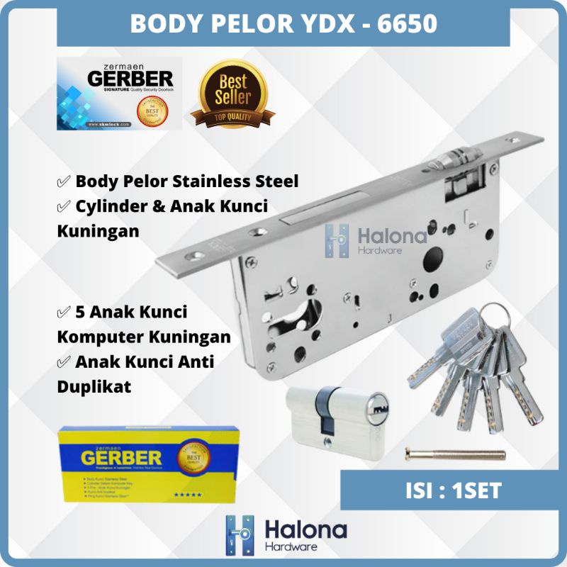 Body Kunci Pelor YDX-6650 Gerber Body Kunci Pintu Kupu Tarung Stainless Steel Tebal