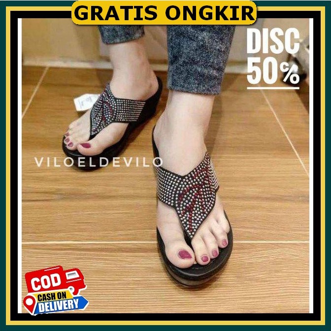 Sandal Wanita Kekinian 2023 Simple Elegan Selop Wejes Hak Tahu Import Branded Hak Tinggi Wisuda Slip