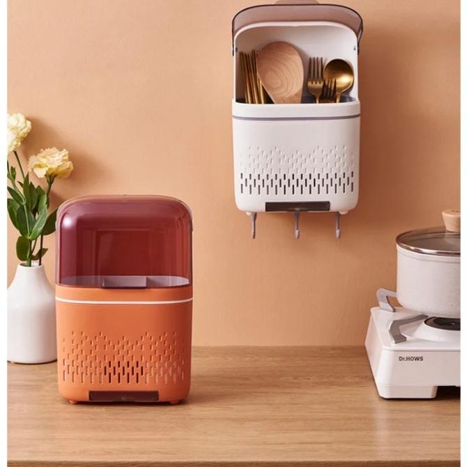 Tempat Sendok Garpu Tertutup Gantung Cutlery Holder Kitchen Organizer