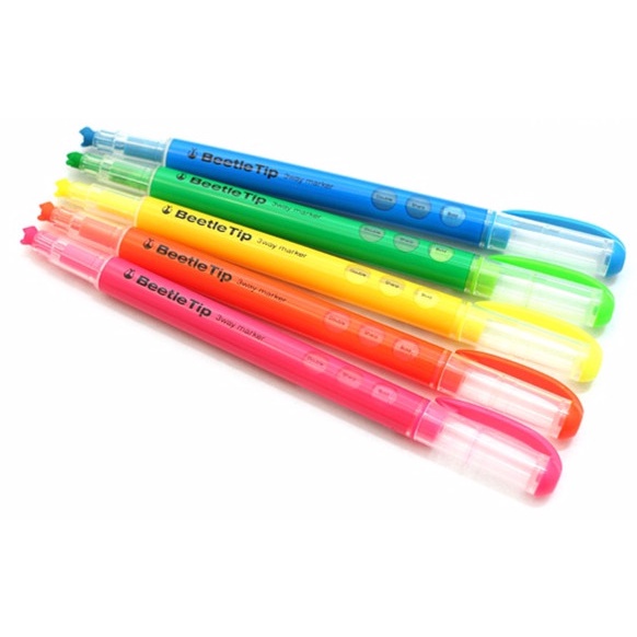 

Bestseller Kokuyo Beetle Tip 3Way Highlighter Pen - 5Colors Per Set