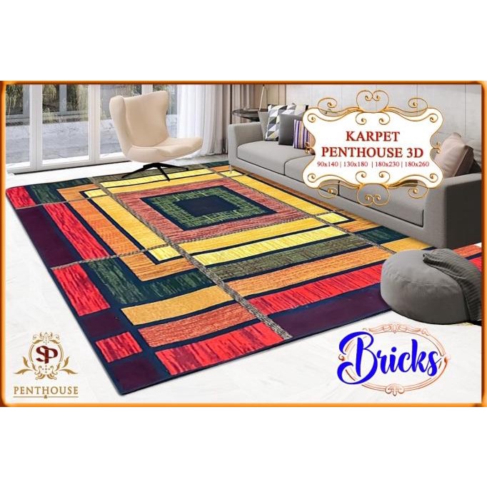 Karpet Printing 3D PENTHOUSE Tebal Anti Slip 180x260 / Karpet Lantai A