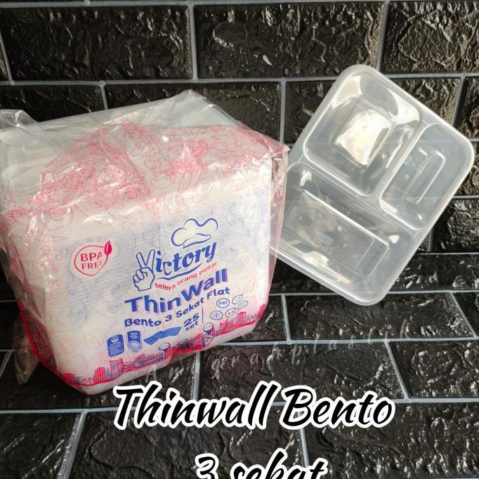 Lunch Box Bento 3 Sekat / Thinwall Bento 3 Sekat ( Per Pack )