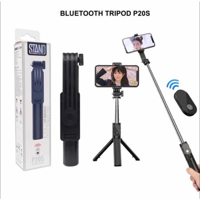 Terlaris Tongsis Tripod P20S Selfie Stick Tomsis Bluetooth Remote