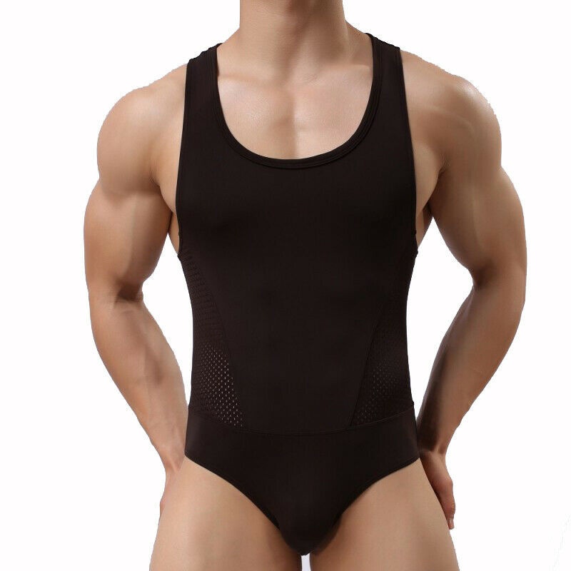 High Elasticity One-piece Bodysuit Body Thong Shaper Tight Jumpsuits Wrestling Singlet Leotard Men U