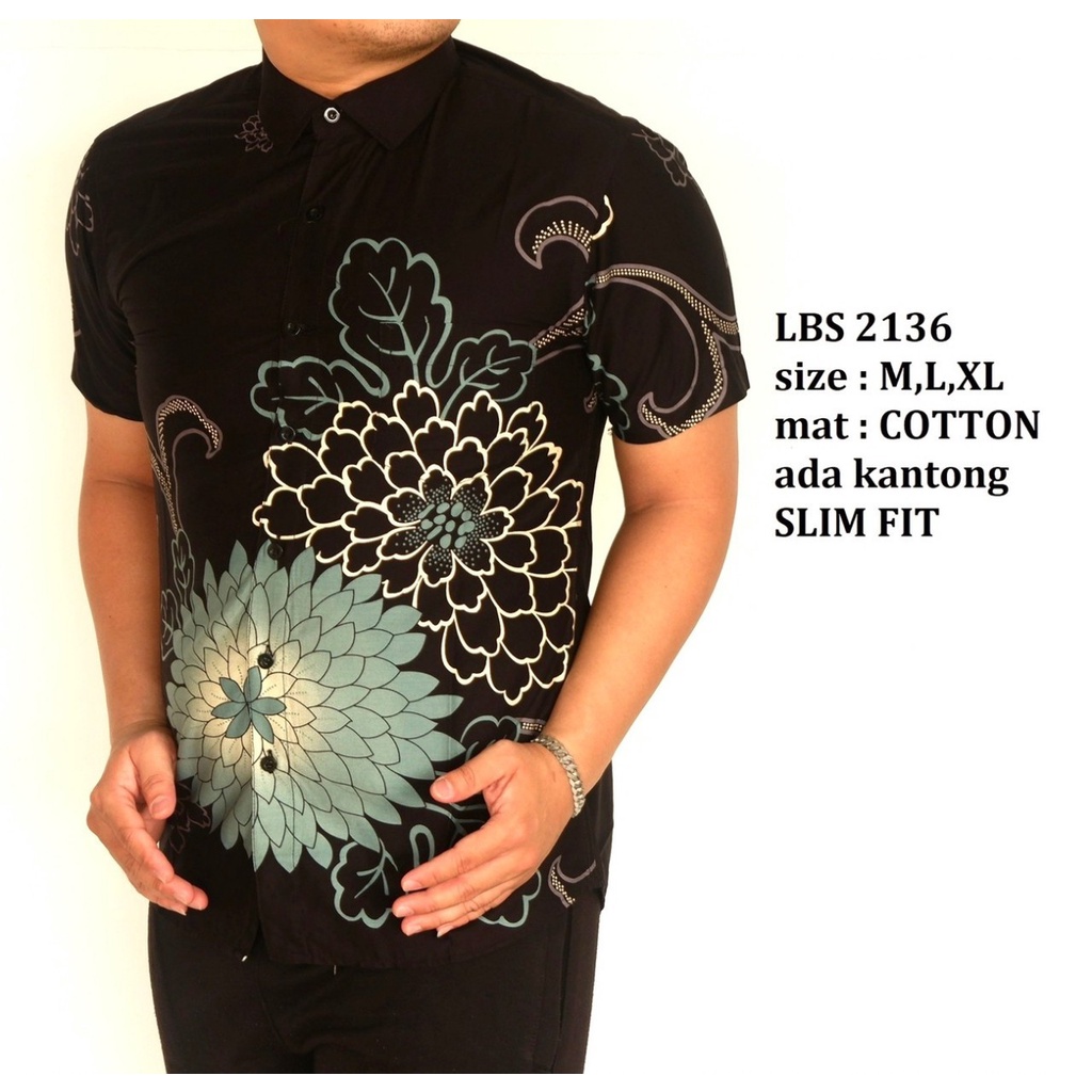 Baju Batik Pria Slimfit Kemeja Lengan Pendek Hem Slim Fit LBS 2136