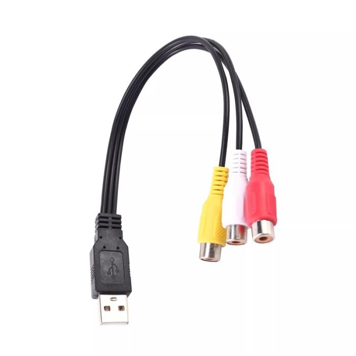Usb Male Plug To 3 Rca Female Adapter Audio Converter Video Av Hdtv