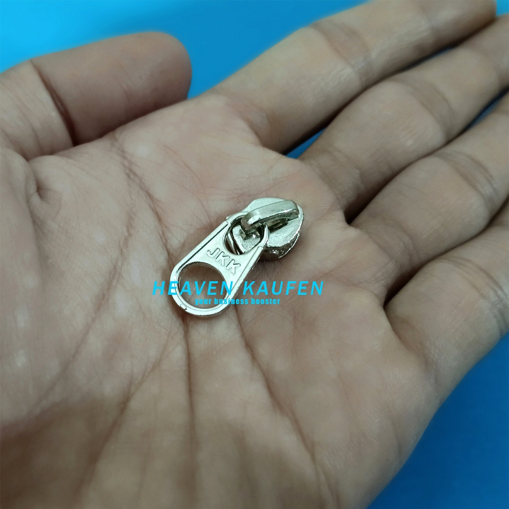 Kepala Resleting Zipper Head JKK Terbalik Reverse No 5 Nikel Silver Kode B