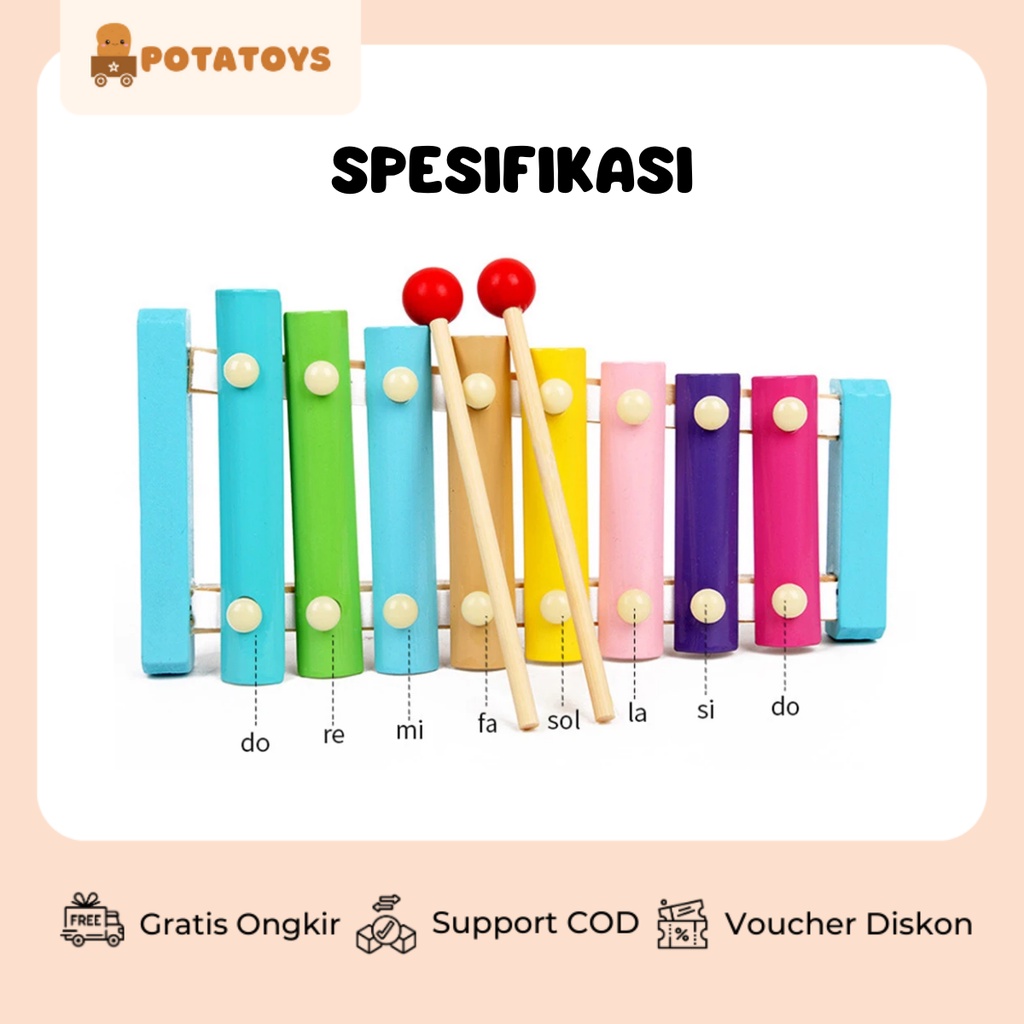 [ Potatoys ] Wooden Xylophone / Kolintang / Mainan Xylophone anak / Mainan Alat Musik Anak