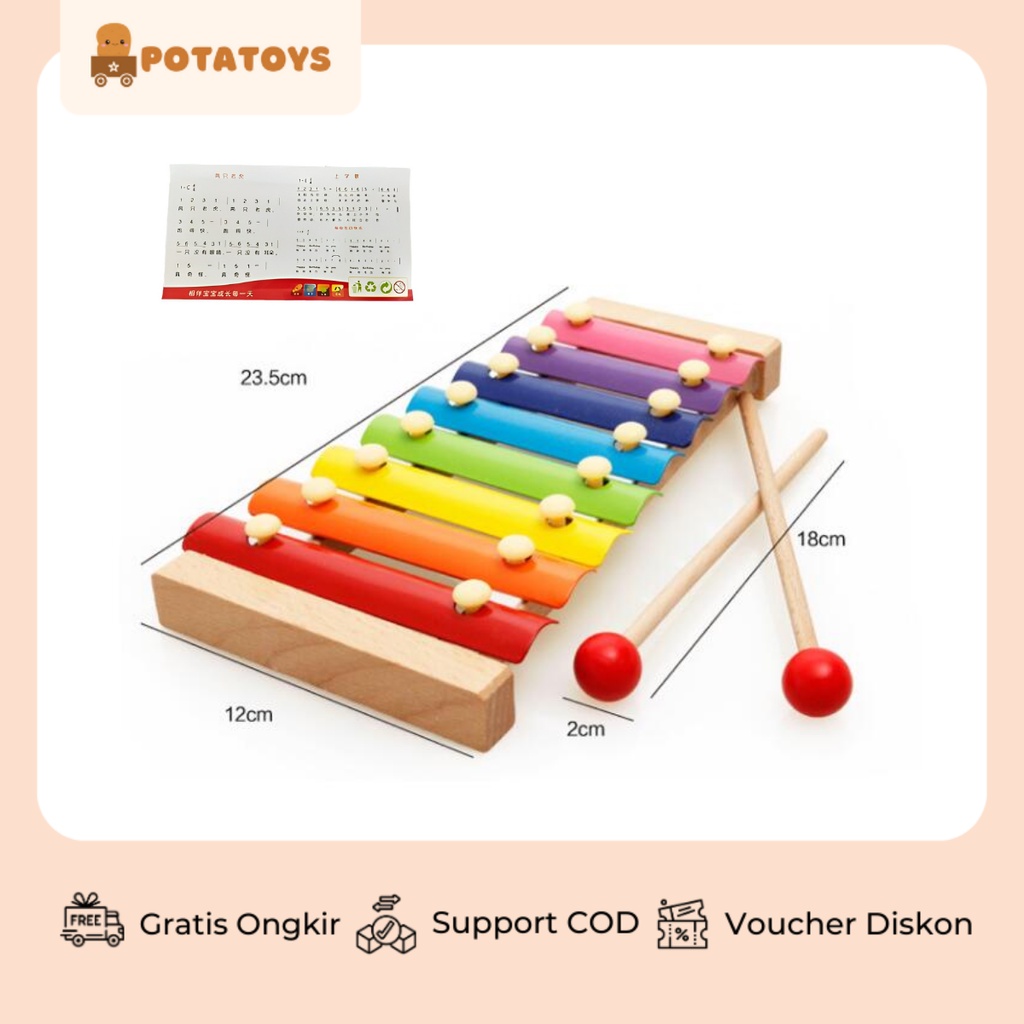 [ Potatoys ] Wooden Xylophone / Kolintang / Mainan Xylophone anak / Alat musik anak