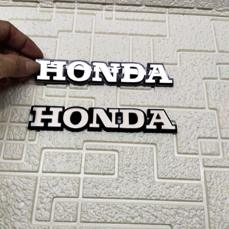 Emblem Honda silver timbul 3D bahan alklirik emblem tulisan Honda plus double tipe