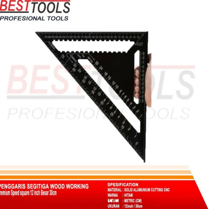 

Speed Square 12 Inch Hitam 30Cm Ggaris Segitiga Woodworking