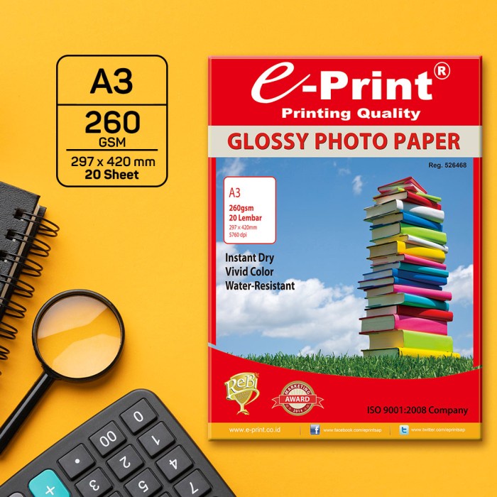 

Terlaris Kertas Foto E-Print Glossy A3 260 Gsm