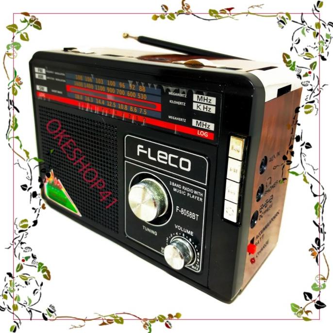 Terlaris Unik Radio FLECO F-8058 USB SD MP3 AM-FM Portable Radio Berkualitas SALE