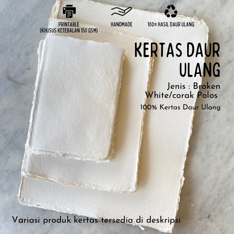 

Kertas Daur Ulang Variant Artic/Polos, Warna Broken White