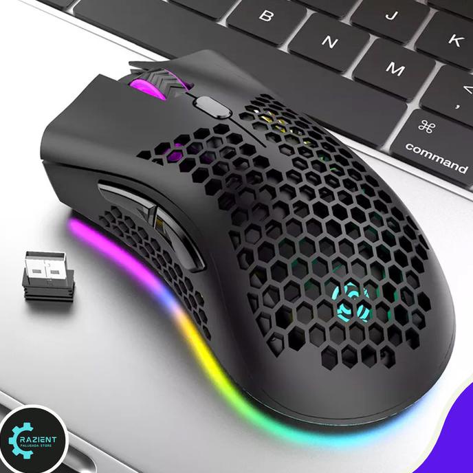 Efektif Wireless Mouse Gaming Mouse Rgb Backlight Rechargeable Honeycomb Style