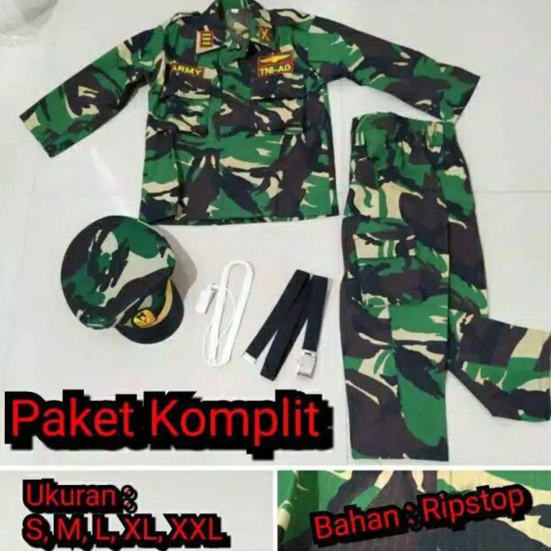 HARGA TERMURAAH| Seragam TNI Anak Karnaval Tentara Kostum TK pocil/Baju Tni Anak Laki Laki