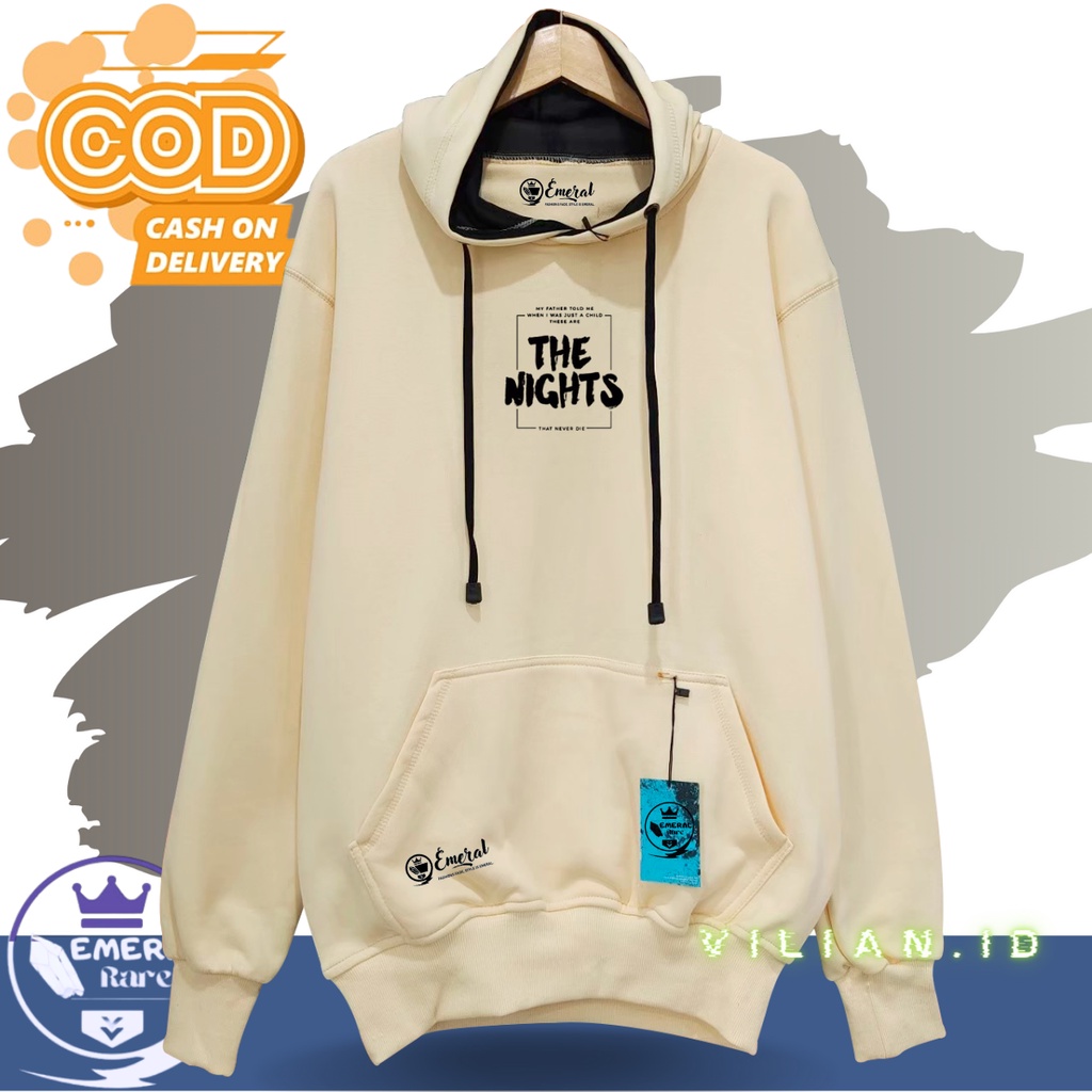 Sweater Hodie Pria Distro Flece Tebal Sweatshirt Hoodie Original VILIAN Warna Cream