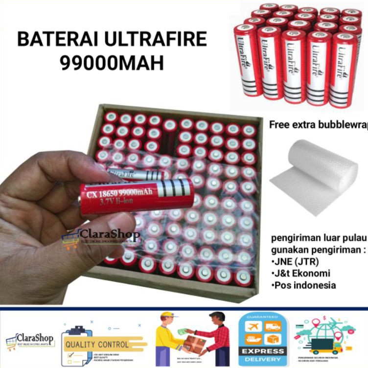 【MEGA SALE】 Baterai Ultrafire 18650 99000Mah harga Baterai per1 pcs