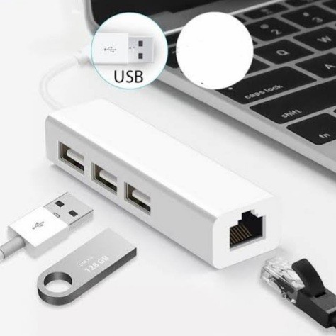 Adapter Usb Hub + Konektor Port Lan Internet Rj45 Laptop Notebook