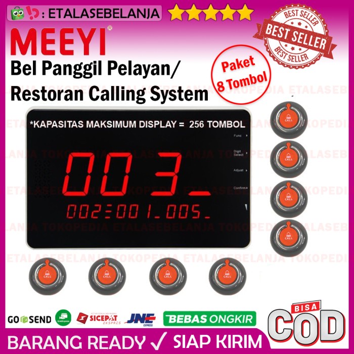Terlaris Bel Meja Restoran 1 Display Dan 8 Call Button - Meeyi Y-G10-C X Y-V1