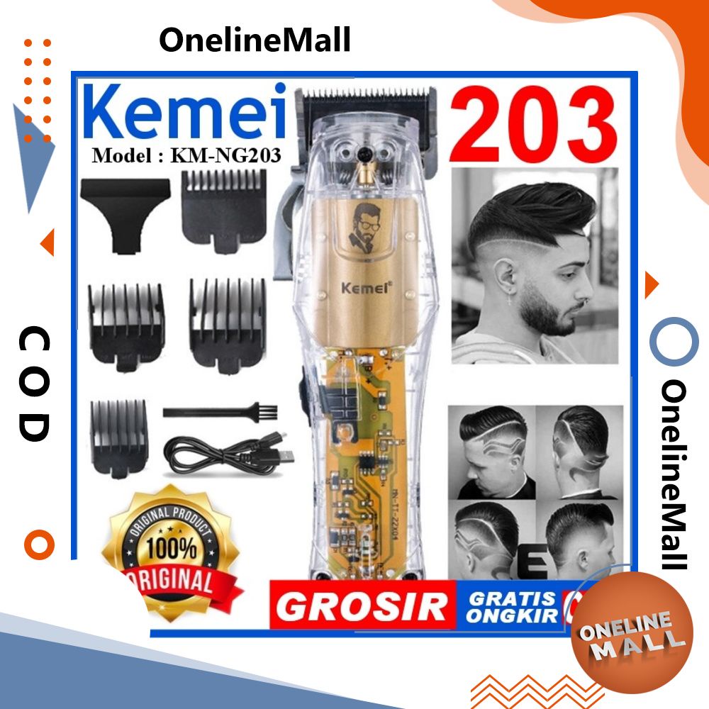 Km203 Kemei 203 Alat Mesin Cukur Rambut Cas Recharge Baterei Km-Ng203