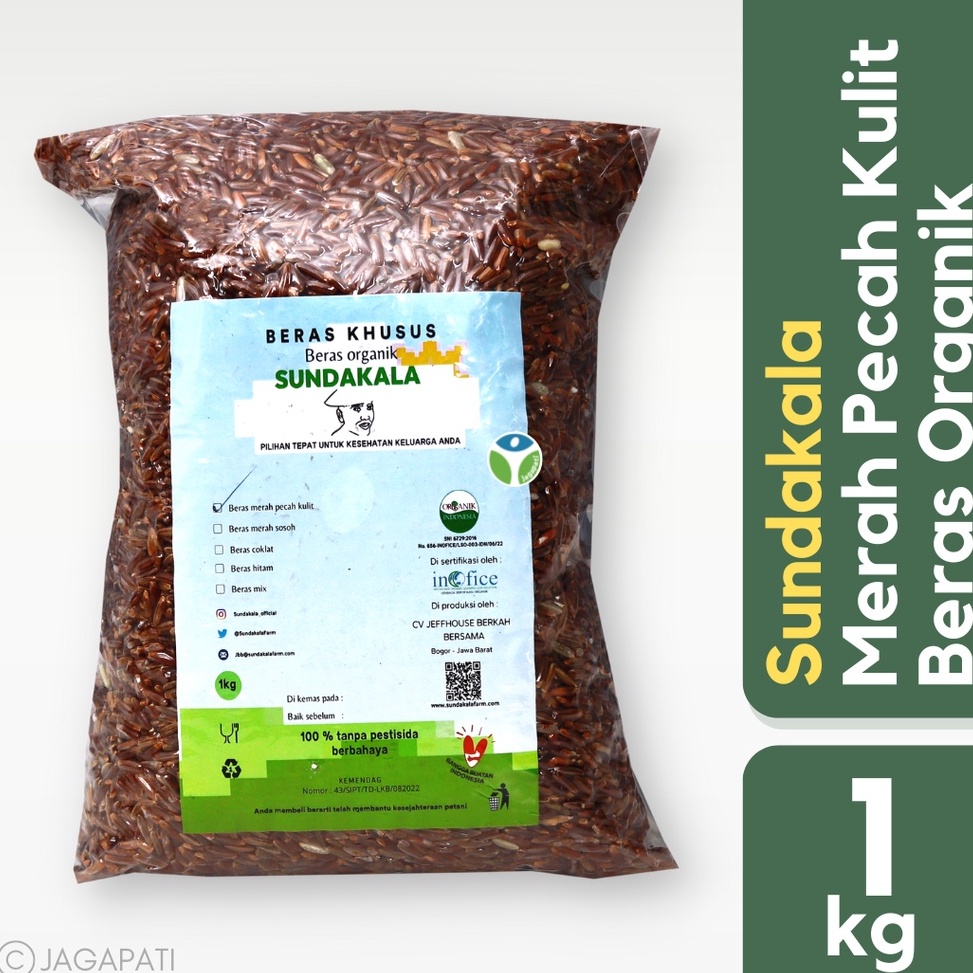 

✨ 7.7 Beras Merah Pecah Kulit Organik - Sundakala - 1kg - Beras Diabetes - Bogor - Jagapati