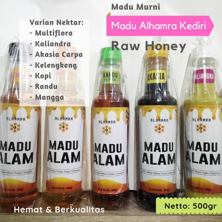 

ヂ Madu Murni 500gr | Nektar Multiflora Akasia Kaliandra Randu Kelengkeng Mangga | Raw Honey by Alhamra COD12