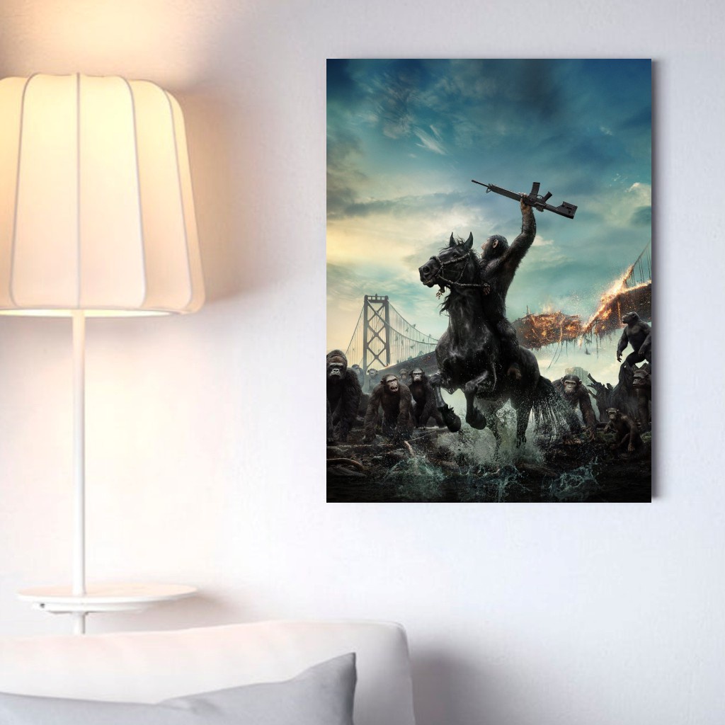 Poster Kayu "Dawn of The Planet of The Apes" Ukuran 20cm x 30cm