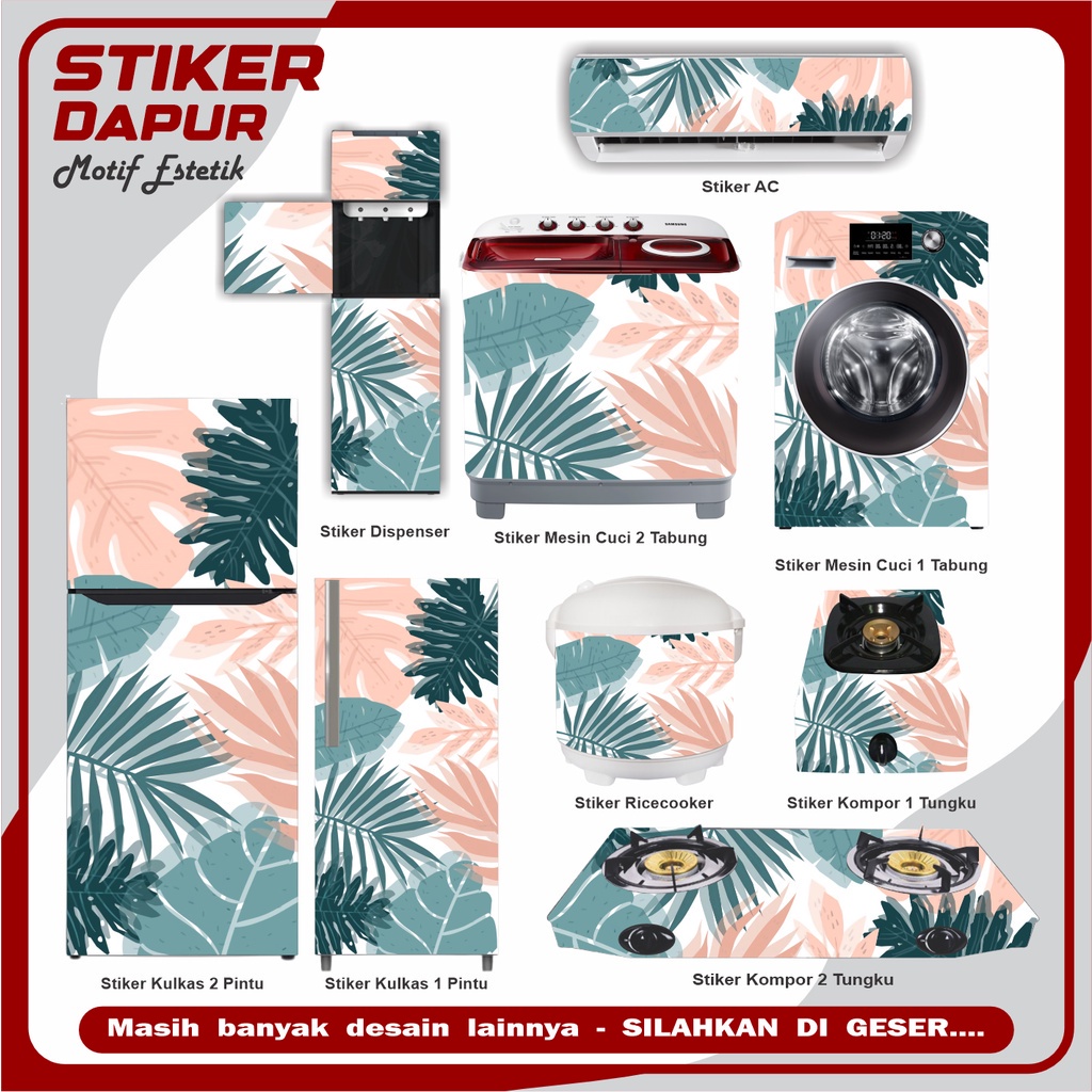 Stiker kulkas kompor mesin cuci 1 2 pintu tabung mata Rice Cooker Dispenser Ac motif estetik
