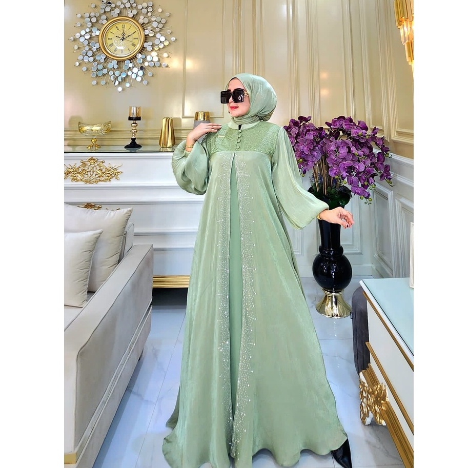 Unna_Store.2019//Gamis Shimmer Dress Kirana Model Terbaru Baju Lebaran Mewah Elegan Dress Kondangan 