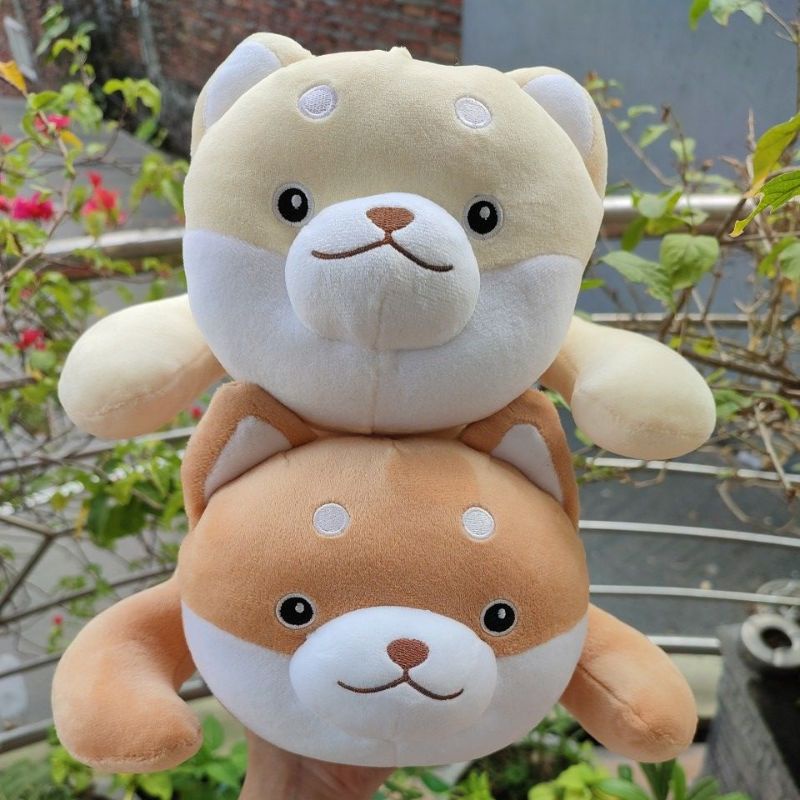 MINISO LYING SHIBA PLUSH TOY BONEKA SHIBA BERBARING