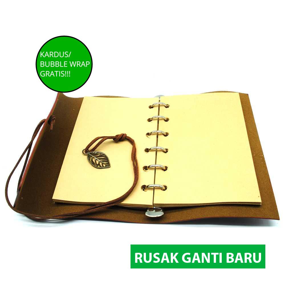

(BISA COD!!!) PHANTACI Buku Catatan Binder Kulit Retro Leaf Kertas B7 - BSD666