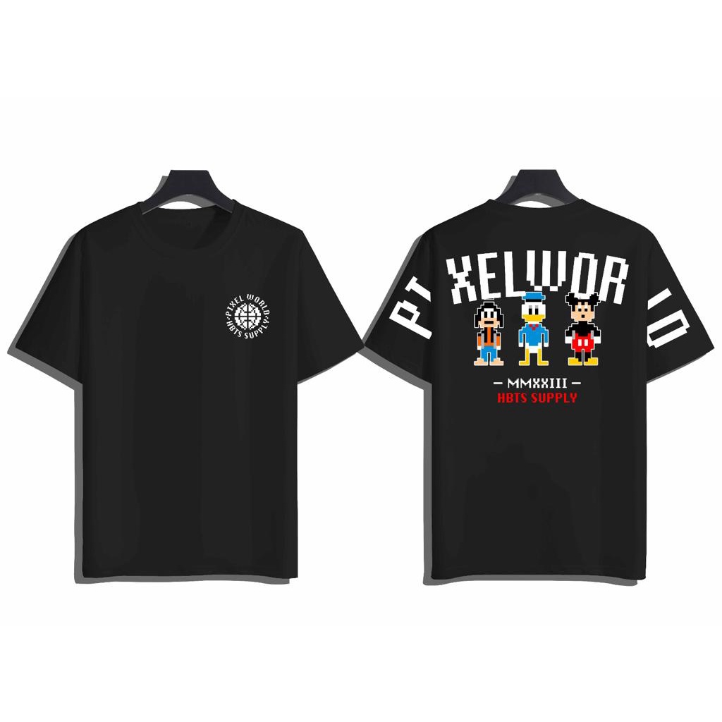 Kaos Pixel World Combed 30s Lengan Pendek/Kaos Pria/Oblong Dewasa