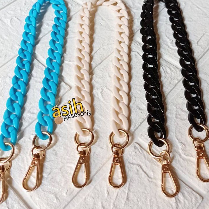 [KODE PRODUK L6HMB7959] Tali tas rantai plastik gepeng akrilik ( free ring D 1,5cm )