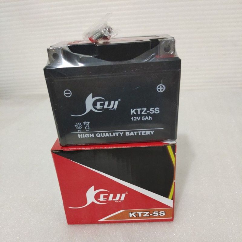 Battery Aki Accu full kering 12V 5Ah 11cm X 7cm X 8.5cm Universal Keiji KTZ-5S honda vario - beat - 