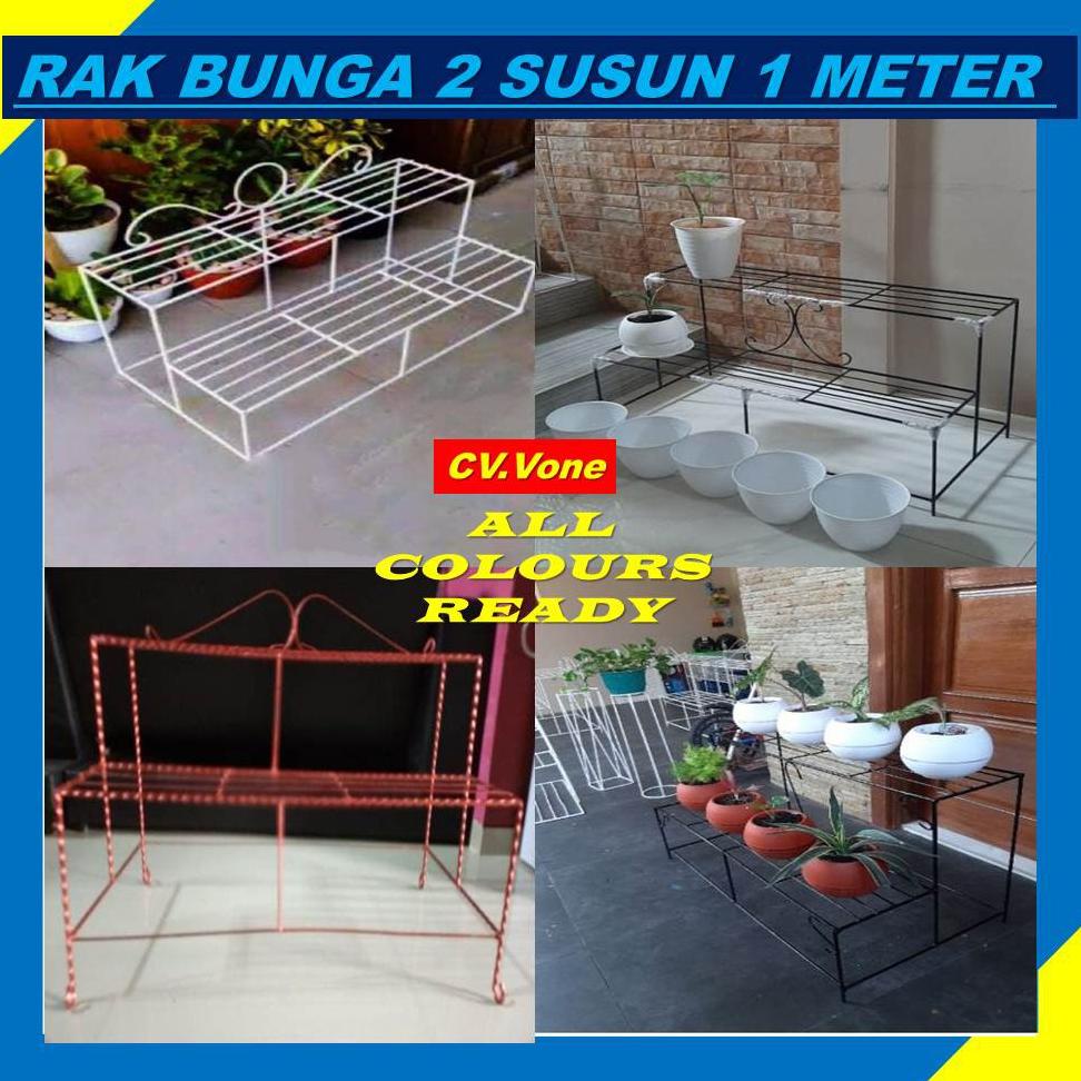 Diskon Rak Bunga Besi Susun 2 Minimalis Tanaman Hias Aglonema  Bertingkat 10 Dudukan Kotak Bulat Bah