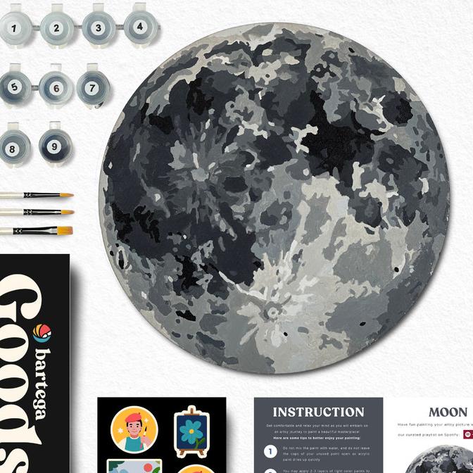 

DIY Paint By Number Kit : Bulan (Round Canvas)