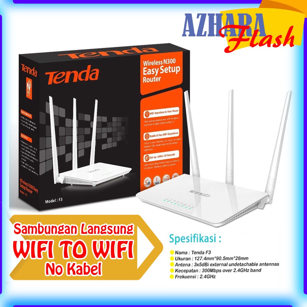 Harga Obral.. PENGUAT SINYAL WIFI tanpa kabel langsung wifi to wifi sampai 300 Mbps Tenda F3 Wireles