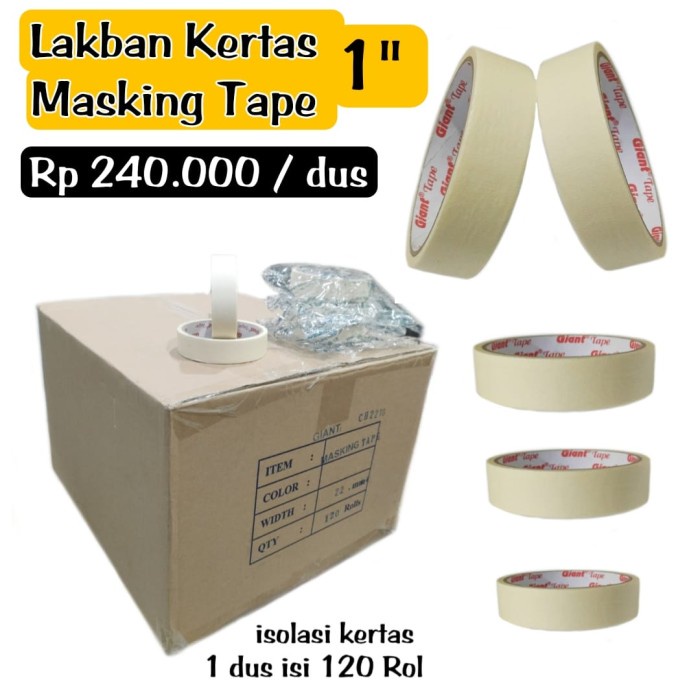 

Terlaris Lakban Kertas Isolasi Kertas 1" Per Dus Isi 120 Rol